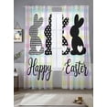 thumbnail image 2 of Happy Easter Sheer Curtains 108 Inch Length 2 Panels Set Window Treatments, Black White Polka Dots Rabbits Colorful Plaid Rod Pocket Semi Curtains for Living Room/Bedroom/Kitchen, 104"W x 108"L, 2 of 7