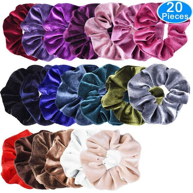 Élastiques en Velours Roses Chouchous Doux Bandeaux Attaches Cheveux Accessoires Cheveux Filles, Femmes (20 Pcs)