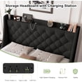 thumbnail image 3 of Feonase Upholstered Full Size Bed Frame with 4 Storage Drawers, Large Wingback Storage Headboard, No Box Spring Needed, Black, 3 of 6