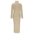 thumbnail image 5 of Lovskoo Womens 2023 Fall Two Piece Outfits Ribbed Knit Long Sleeve Turtleneck Pullover Sweater and Bodycon Midi Skirt Sets Beige, 5 of 6