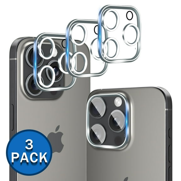 Xhy 3 Pack Camera Lens Protector for iPhone 15 Pro 6.1/iPhone 15 Pro Max 6.7 Inch, HD Clear Tempered Glass 9H Hardness Scratch Resistant Rugged Durable Easy Installation