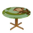 thumbnail image 3 of Tropical Palm Tree Monkey Round Tablecloth with Elastic Edge,Spill Proof Washable Table Cover Mat, 3 of 8