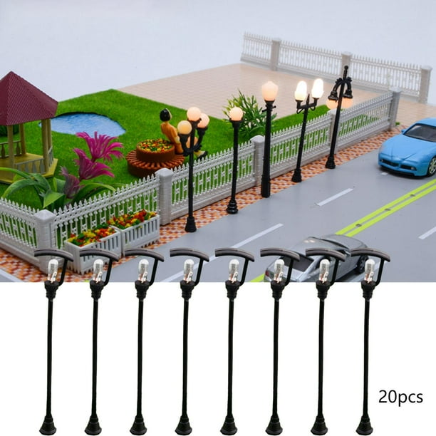 Lámpara de tren modelo de 20 piezas, lámparas de calle iluminadas, lámpara de ferrocarril modelo, jardín Estilo A perfke Luces de edificios a escala