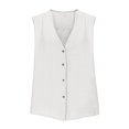 thumbnail image 4 of New Women’s Button down Vest Cotton Linen V Neck Sleeveless Shirts Casual Loose Summer Casual Jacket Waistcoat White XL, 4 of 6