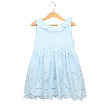 

Vest Dress Ruffle Breathable Cotton Toddler Girl Sleeveless Dress for Ourdoor