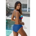 thumbnail image 3 of Women's Brown/Sky Blue/Blue/Rose Gradient Color Block Push Up Bikini Swimwear, 3 of 9