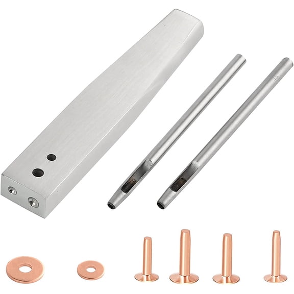 43Pcs Copper Rivets and Burrs, 4 Sizes Copper Rivet and Burrs Assortment Kit,for Belts Wallets Collars Leather Working