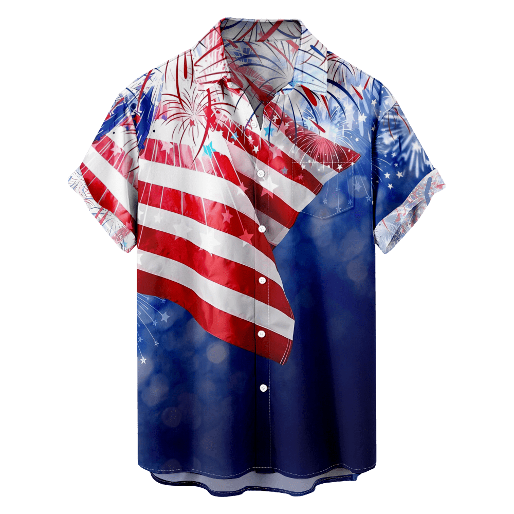 Patriotic Hawaiian Shirt for Men 4th of July Independence Day American ...
