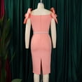 thumbnail image 6 of AURA Plus Size Elegant V Neck 3D Flower Banquet Midi Dress High Waist Bodycon African Party Dress with Belt, 6 of 10