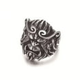 thumbnail image 3 of PAURO Unisex's Stainless Steel Refined Punk Non Mainstream Unique Sun Wukong Ring Silver Black Size 11, 3 of 4