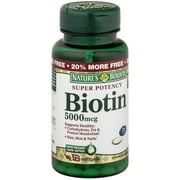 Nature's Bounty Super Potency Biotin Capsules, 60 CT (Pack of 3)