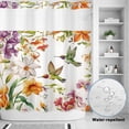 thumbnail image 4 of No Hook Shower Curtain with Built-in Rings - Watercolor Hummingbird Flowers Washable Waterproof Fabric Bathroom Curtains for Hotel,Rentals, 72 X 72 Inch Long , Retro Floral Leaf, 4 of 9