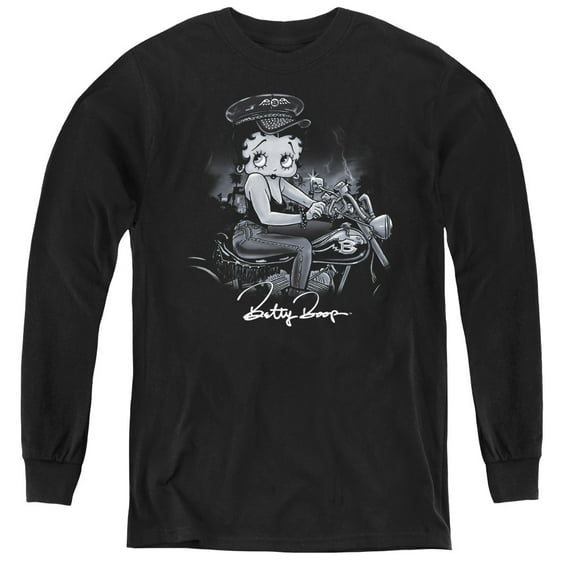 Betty Boop Storm Rider Youth Long Sleeve T-Shirt Tee Black