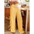 thumbnail image 6 of Womens Gingham Plaid Wide Leg Pants Y2k Lounge Pants Lace Up Loose Trousers Yellow M, 6 of 9