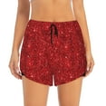 thumbnail image 2 of Xecao's Red Glitter for a double-layer running short for women, perfect for gym, tennis, and more, featuring a convenient pocket., 2 of 9