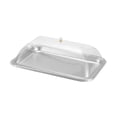 thumbnail image 4 of Bandeja de acero inoxidable con tapa transparente, soporte para tartas, resistente al polvo, bandeja de comida cubierta para festivales, cocinas y 40x30x2cm, 4 of 8