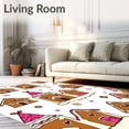 thumbnail image 2 of ODIKA 8'x10' Machine Washable Non-Slip Area Rug, Gingerbread Village Scene Holiday Doormat with Cookie House Details High Traffic Rug with Pad, Brown, 732228, 2 of 8