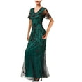 thumbnail image 2 of UPPADA Robe Cocktail à Col Rond pour Femmes Robe Queue de Poisson Robe Cocktail Sans Manches Robe Formelle Évasée Robe d'Invitée de Mariage Robe Cocktail Moulante Liquidation en Liquidation, 2 of 6