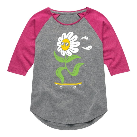 Instant Message - Flower Skater - Toddler And Youth Girls Raglan Graphic T-Shirt