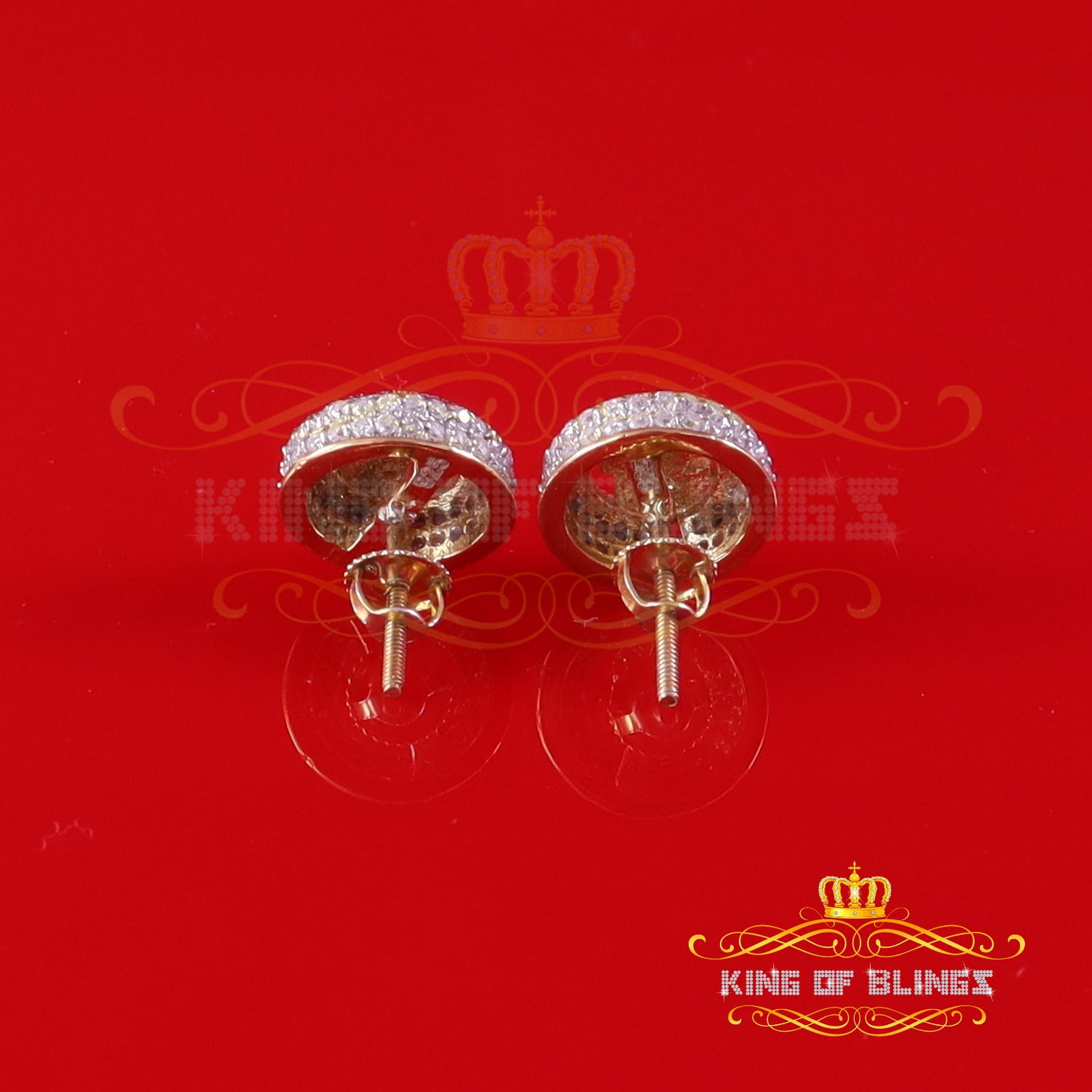 King of Bling's 925 Silver Yellow 1.00ct VVS 'D' Moissanite Dollar Sign Mens/Womens Stud Earring