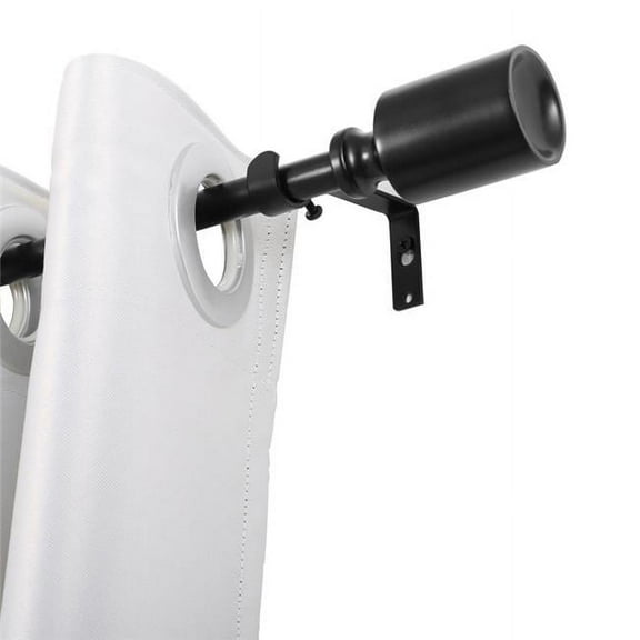 28-48 in. Curtain Rod with Decorative Cap Finial - Black