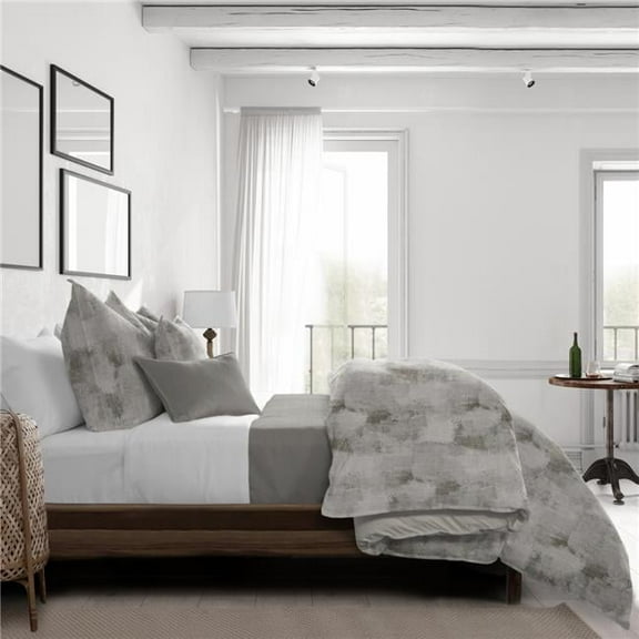 6ix Tailors  Thiago Linen Marble Comforter & 2 Pillow Shams Set, Taupe - Super Queen Size - 3 Piece