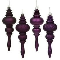 Vickerman 7" Plum 4-Finish Finial Ornament, 8 per Box