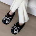 thumbnail image 6 of Cute Bow Fuzzy Slippers for Women, Womens Memory Foam Fluffy Warm Cozy Indoor House Shoes Black, 6 of 8