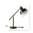 thumbnail image 4 of JONATHAN Y Allegra 18.5" Classic Farmhouse Adjustable Cantilever LED Task Lamp with USB Charging Port, Black/Brass Gold, JYL7124A, 4 of 6