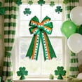 thumbnail image 5 of QuanTara Large St. Patrick's Day Decorative Bow, 19.7"x11.81" Wreath & Tree Topper Ribbon with Shamrock Print for Front Door, Indoor Outdoor Wall, Party Supplies, Green & White Nylon, 5 of 6