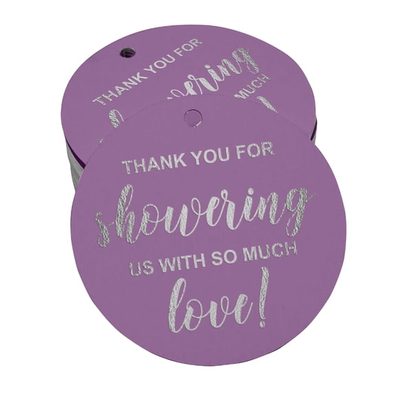 Inkdotpot Pack Of 100 Real Silver Foil Paper Tags Thank You Baby/ Bridal Shower Favor Hang Tags