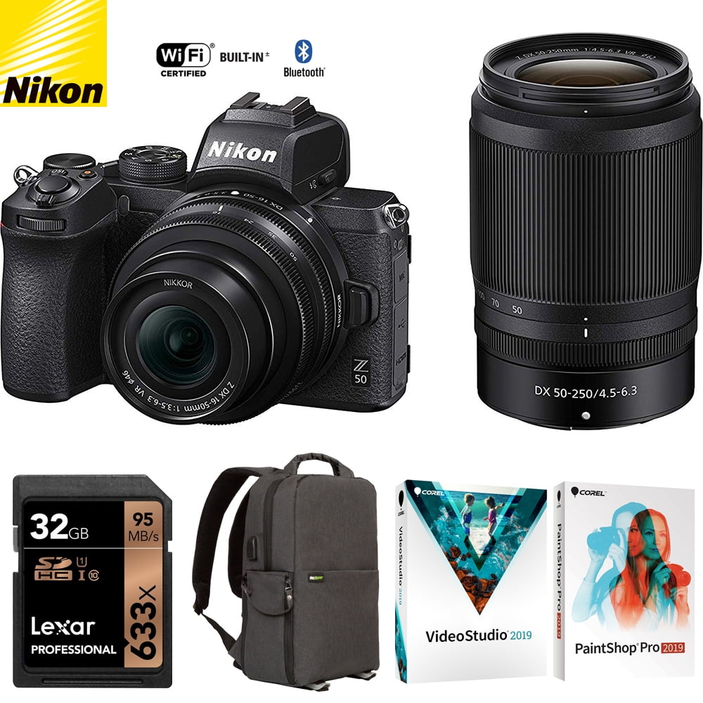 Nikon Z50 DX Mirrorless Camera w/ NIKKOR Z DX 16-50mm & 50-250mm