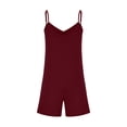thumbnail image 4 of AherBiu Boho Short Jumpsuits for Women Sleeveless V Neck Wide Leg Comfy Summer Rompers with Pockets, 4 of 5