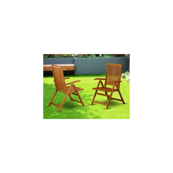 Folding Outdoor Chairs - Acacia Wood Armchairs - 2 Piece Patio Seating Set