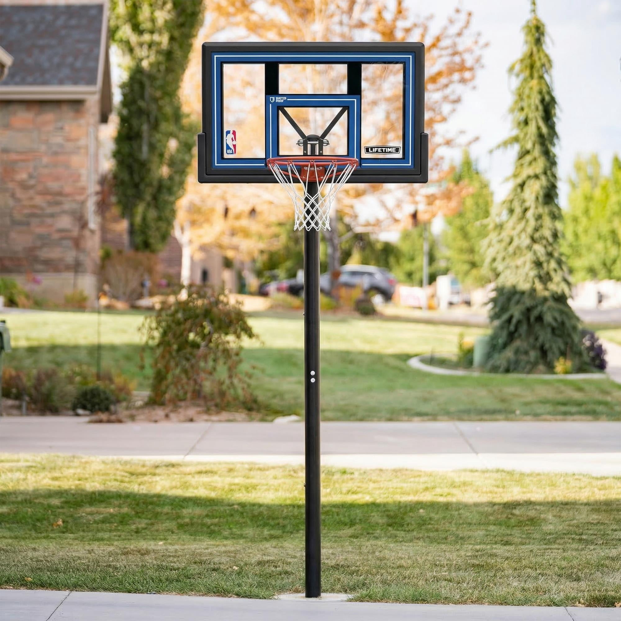 Lifetime NBA Branded 7.5ft-10ft Adjustable 50" Shatterproof In-Ground Basketball System (92105)