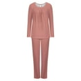 thumbnail image 4 of Women Pajama Set Pleats Long Sleeve Top with Straight Leg Pants Lounge Sets Sleepwear Loungewear with Pockets, 4 of 6