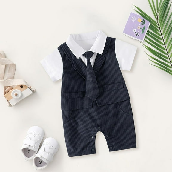 Stylish Baby Boy Bodysuit Tuxedo Jumpsuit with Bowtie for Comfortable Overall for