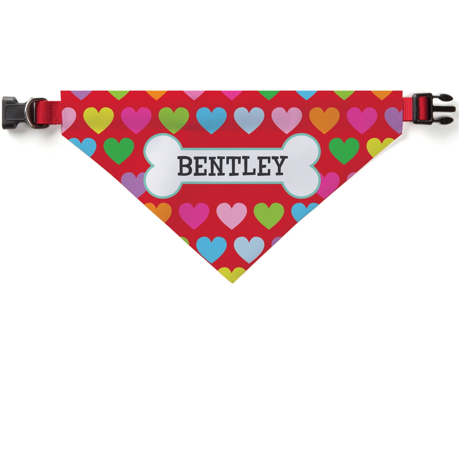 Rainbow Hearts Personalized Dog Bandana Collar Cover