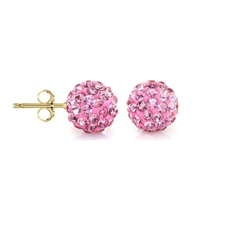 Jewelers 14k Gold Rose Crystal Ball Stud Earrings Made With Swarovski Elements Boxed Jewelers 14k Gold Rose Crystal Ball Stud Earrings Made With Swarovski Elements Boxed
