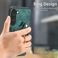 thumbnail image 4 of Nalacover For Samsung S22 Case Ring Holder Kickstand with Credit Card Holder, Back Flip Premium Leather Magnetic Clasp Removable Wirst Hand Strap Cover for Samsung Galaxy S22, Green, 4 of 15