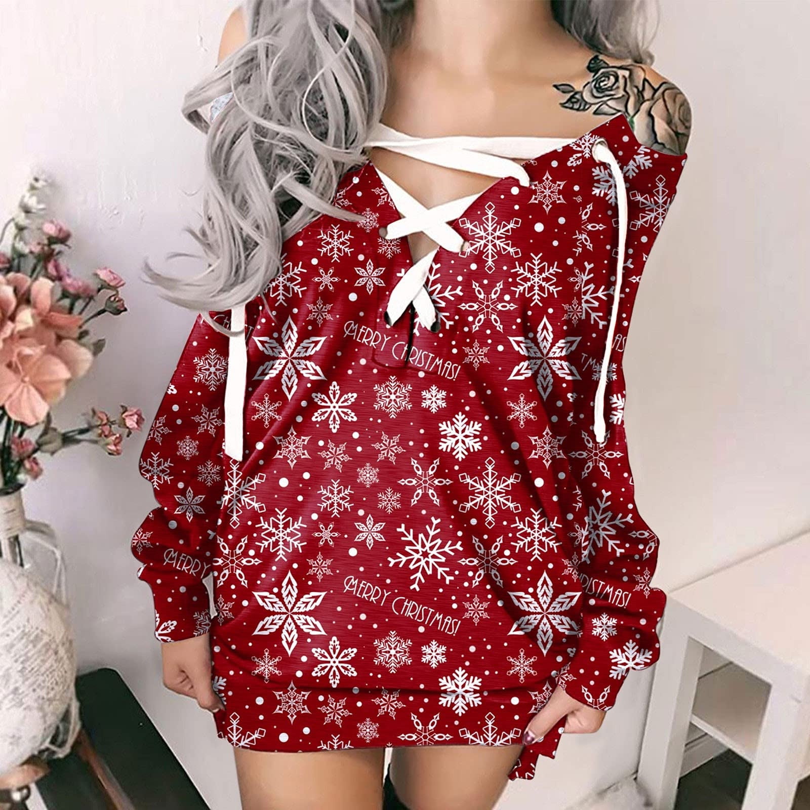 Bridal Shower Dress for Ladies TIANEK Off Shoulder Floral Slimfit Prom