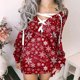 thumbnail image 2 of Mini vestido estampado navideño para mujer, informal, de manga larga, con hombros descubiertos, suéter, vestido de fiesta a la moda con tiras Fridja  fhghd4732, 2 of 6