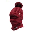 thumbnail image 2 of BadPiggies Womens Pom Beanie Hat Scarf Set Winter Slouchy Warm Hat Fuzzy Knit Skull Cap with Fleece Lined (Red), 2 of 7