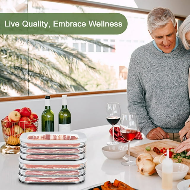 Fiudx Recipientes para Almacenar Carne, Juego de Gran Capacidad, Apilables y Reutilizables, Prácticos para Organizar El Refrigerador, Ideales para Preparar Comidas, Paquete de 3, Tamaño Compacto, Fác