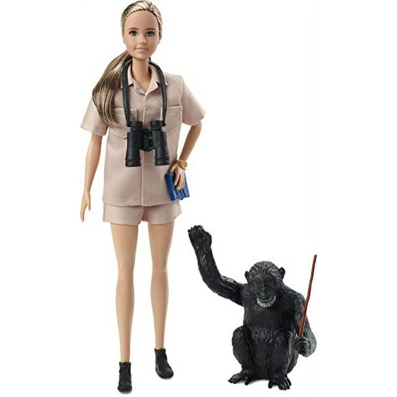 Dr. Jane Goodall Poupée Barbie Inspirante pour Femmes, Fabriquée à Partir de Matériaux Recyclés, Cadeau pour Collectionneurs et Enfants de 6 Ans et Plus