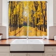 thumbnail image 2 of Ambesonne Nature Kitchen Curtains, Autumn Trees Leaves, 55"x39", Yellow and Green, 2 of 3