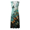 thumbnail image 4 of WILLBEST Robe de Soirée Femme Mode Robes Sans Manches Robe de Travail Manches Courtes Imprimé Col en V Mode Robe Femme Grande Taille Robe Maxi, 4 of 4