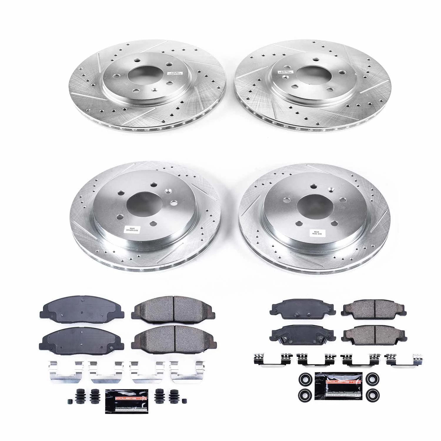 PowerStop Front and Rear Z23 Evolution Sport Carbon-Fiber Ceramic Brake Pad and Drilled & Slotted Rotor Kit Fits: CADILLAC Select Models K5539