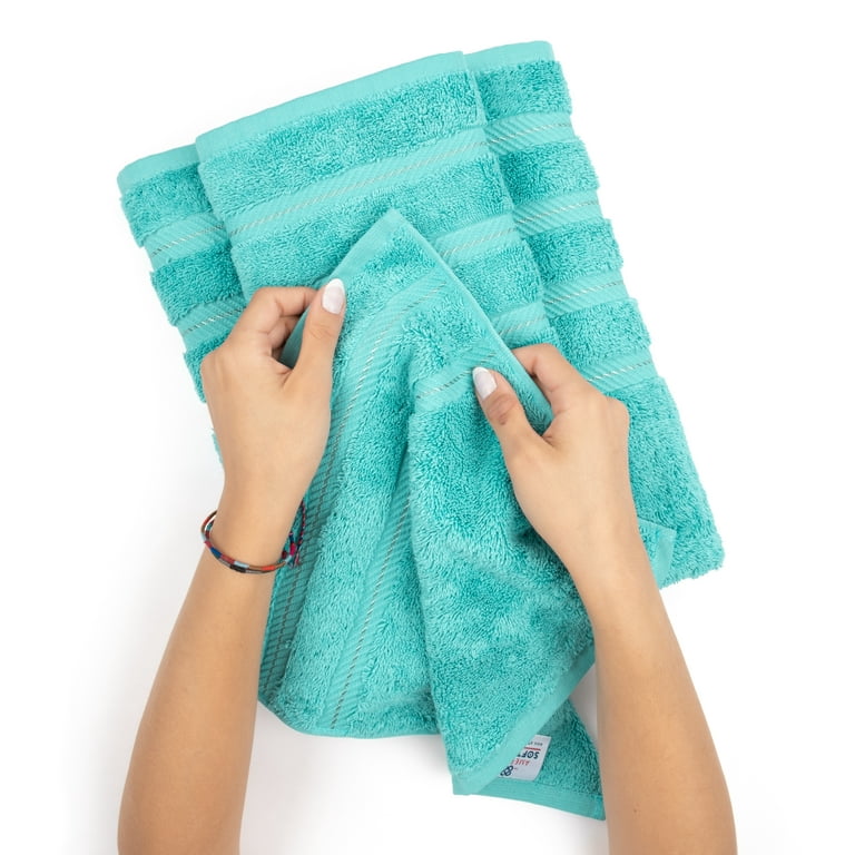 Cotton Paradise Hand Towels for Bathroom, 100% Turkish Cotton 16x28 inch 4  Piece Hand Towel Set, Soft Absorbent Face Towel Clearance Set, Sky Blue