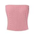 thumbnail image 4 of DondPO Cotton Tube Tops For Women Ruffled Tube Tops Boho Tube Tops For Women Y2k Sleeveless Tube Tops Strapless Shirts For Women Pink S, 4 of 5